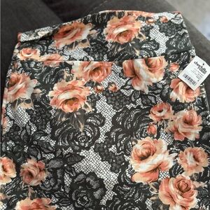Charlotte Russe Black and Peach Floral Mini Skirt